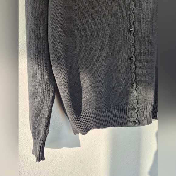 100% Cotton Adorable Cottagecore Vintage Cardigan Embroidered Flowers Medium - Picture 5 of 8